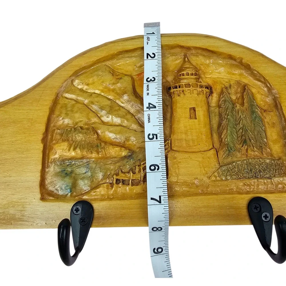 Vintage Lighthouse Scenic Wood Wall Mount Key Holder‎ Rack Hooks Coastal Decor